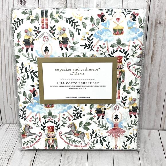 NEW!! Cupcakes & Cashmere Nutcracker Christmas Ballet Full Size Cotton Sheet Set - Picture 1 of 9
